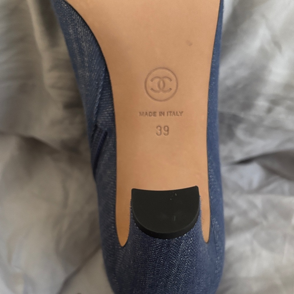 CHANEL Denim Blue Heeled Ankle Boots - Picture 6 of 7